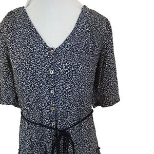 Faherty Orinda Floral Print V-Neck Button Front Mini Dress Size M Boho Dainty